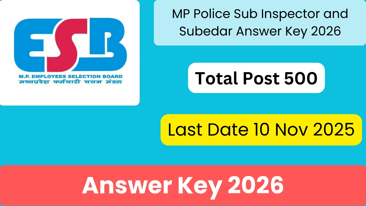 MP Police Sub Inspector and Subedar Answer Key 2026