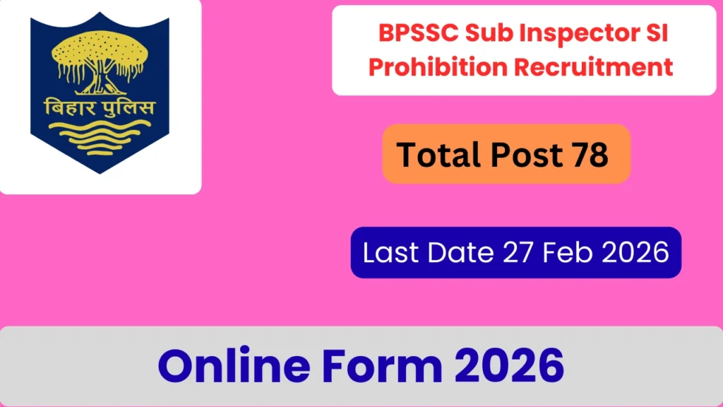 BPSSC Sub Inspector SI Prohibition Recruitment 2026