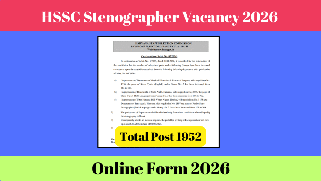 HSSC Stenographer Vacancy 2026
