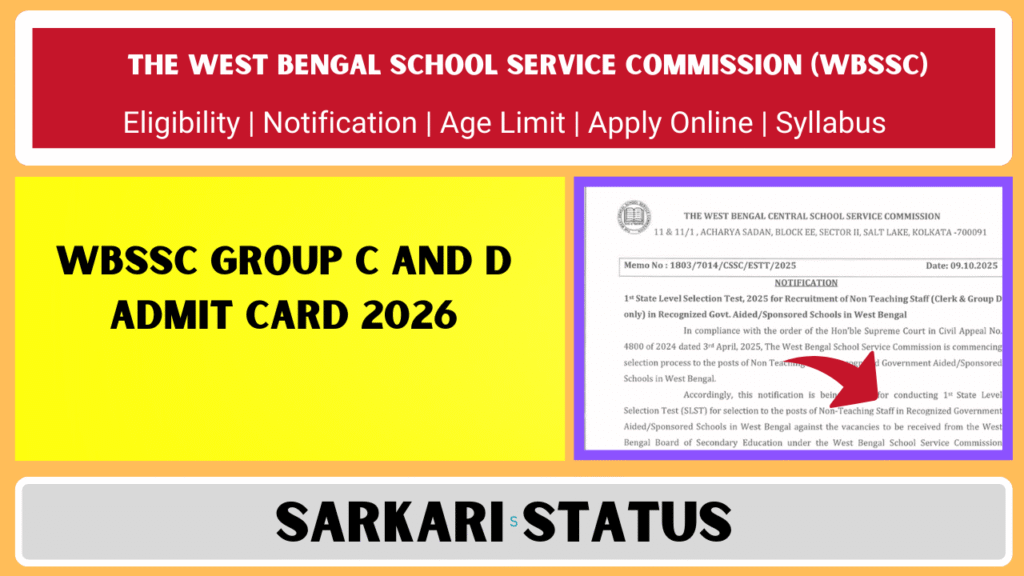 WBSSC Group C and D Admit Card 2026